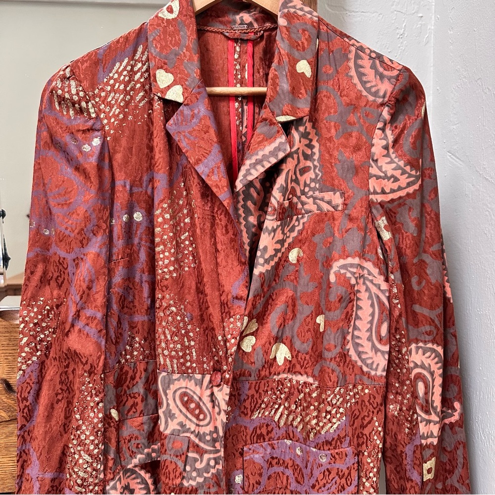 FREE PEOPLE Eye of the Wild Terracotta Stamped Duster Jacket - Picture 8 of 14